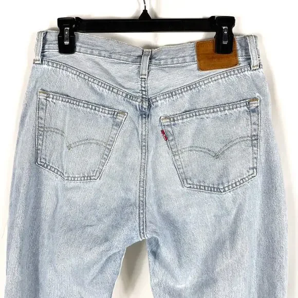 Levi's 501‎ 90s Freehand Folk Jeans Premium Light Blue Button Fly Straight Sz 28 - Picture 10 of 15